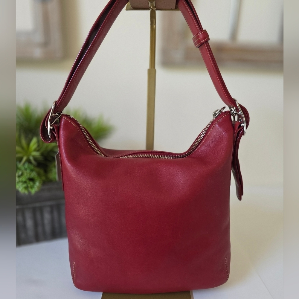 Vintage Coach Legacy Red Leather Slim Duffle Bag Y2K 2004 Crossbody Adjustable - Picture 8 of 15